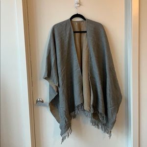 Grey and light brown wrap poncho - one size